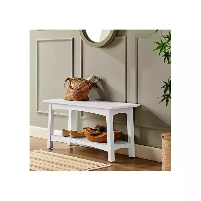 Clearance Kirklands Home Willis Wooden Lower Shelf Bench White