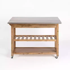New Kirklands Home Wire Brush Sonoma Drop Leaf Kitchen Island Brown