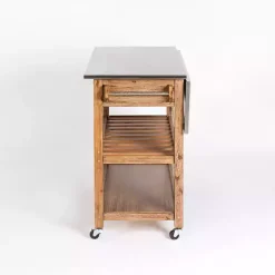 New Kirklands Home Wire Brush Sonoma Drop Leaf Kitchen Island Brown