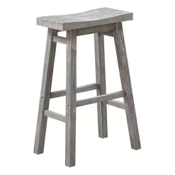 Kirklands Home Wire Brushed Saddle Wood Bar Stool Gray