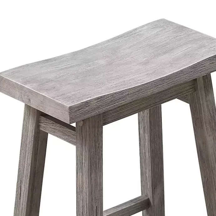Kirklands Home Wire Brushed Saddle Wood Bar Stool Gray