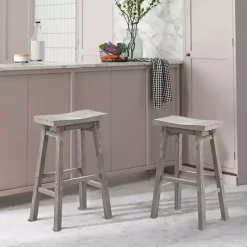 Kirklands Home Wire Brushed Saddle Wood Bar Stool Gray