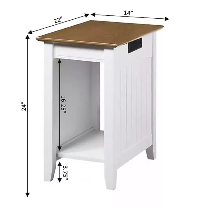 Kirklands Home Wood & Two-Tone Charging Open Accent Table White