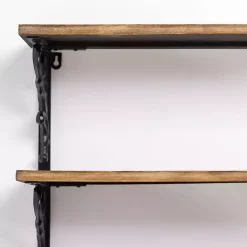 Kirklands Home Wood and Iron Scroll 3-Tier Wall Shelf