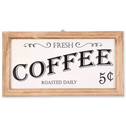Discount Kirklands Home Wood and Metal Coffee Framed Plaque White