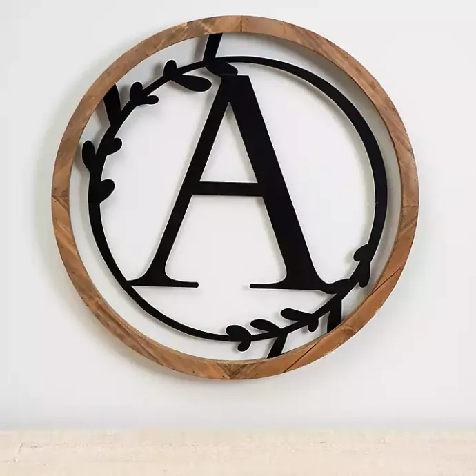 Hot Kirklands Home Wood and Metal Laurel Monogram A Plaque