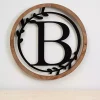 Outlet Kirklands Home Wood and Metal Laurel Monogram B Plaque