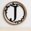 Hot Kirklands Home Wood and Metal Laurel Monogram J Plaque