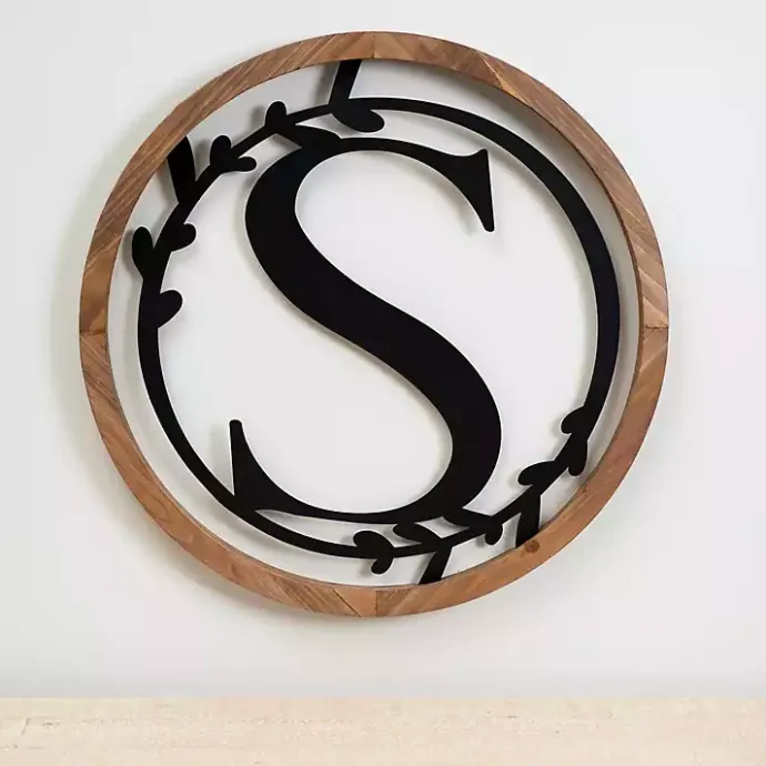 Clearance Kirklands Home Wood and Metal Laurel Monogram S Plaque