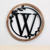 Clearance Kirklands Home Wood and Metal Laurel Monogram W Plaque
