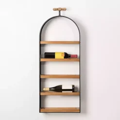 Kirklands Home Wood and Metal 5-Tier Wine Bottle Wall Shelf