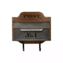 Hot Kirklands Home Wood and Metal Wall Storage Mail Box with Hooks