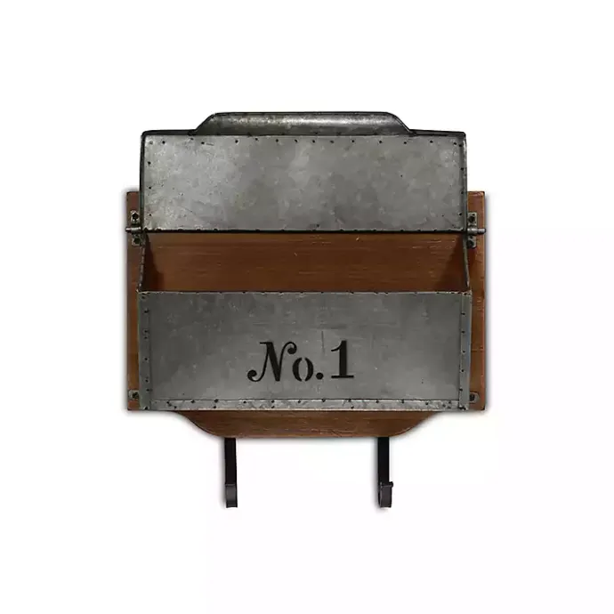 Hot Kirklands Home Wood and Metal Wall Storage Mail Box with Hooks