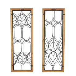 New Kirklands Home Wood and Metal Wire Wall Plaques, Set of 2