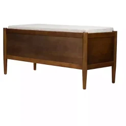 Best Kirklands Home Wood Arcadia Storage Bench with Cushion White