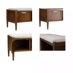 Best Kirklands Home Wood Arcadia Storage Bench with Cushion White