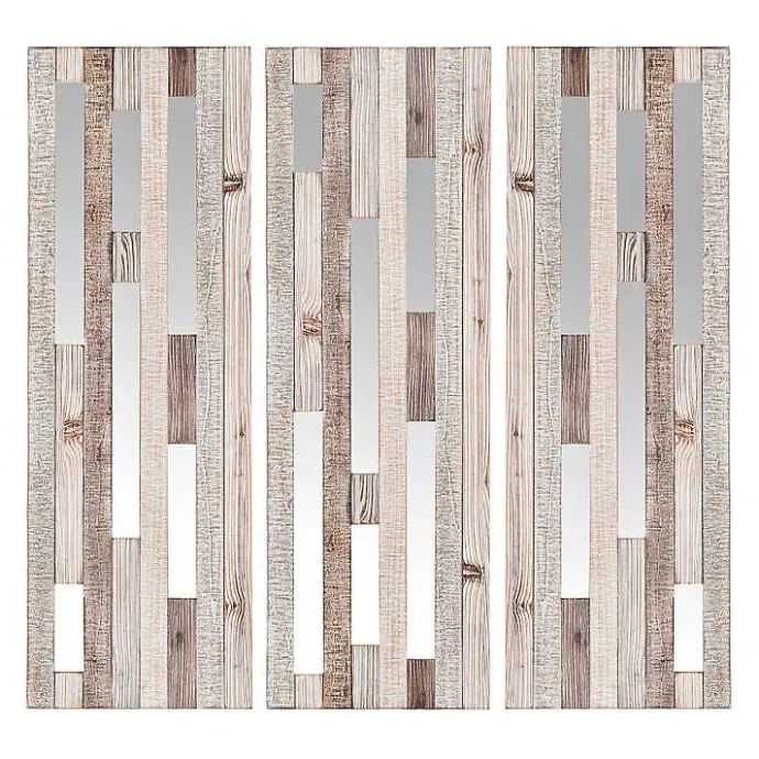Best Kirklands Home Wood Plank and Mirror Slice Wall Plaques, Set of 3