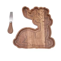 Hot Kirklands Home Wood Reindeer Serving Board with Spreader Brown