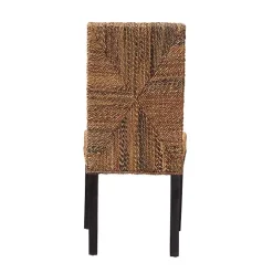 Online Kirklands Home Woven Banana Fiber and Mahogany Dining Chair Tan