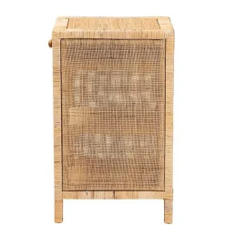 Outlet Kirklands Home Woven Rat and Mahogany Wood Nightsd Tan
