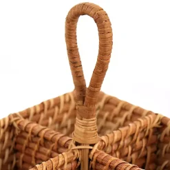 New Kirklands Home Woven Rattan Martha Stewart Flatware Caddy Brown