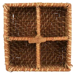 New Kirklands Home Woven Rattan Martha Stewart Flatware Caddy Brown