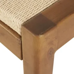 Hot Kirklands Home Woven Rope and Birch Wood Bench Tan