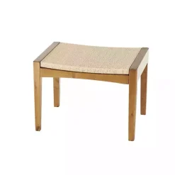 New Kirklands Home Woven Rope and Birch Wood Stool Ottoman Brown