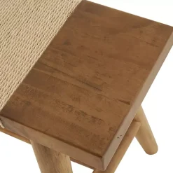 Clearance Kirklands Home Woven Rope Narrow Wood Bench Tan