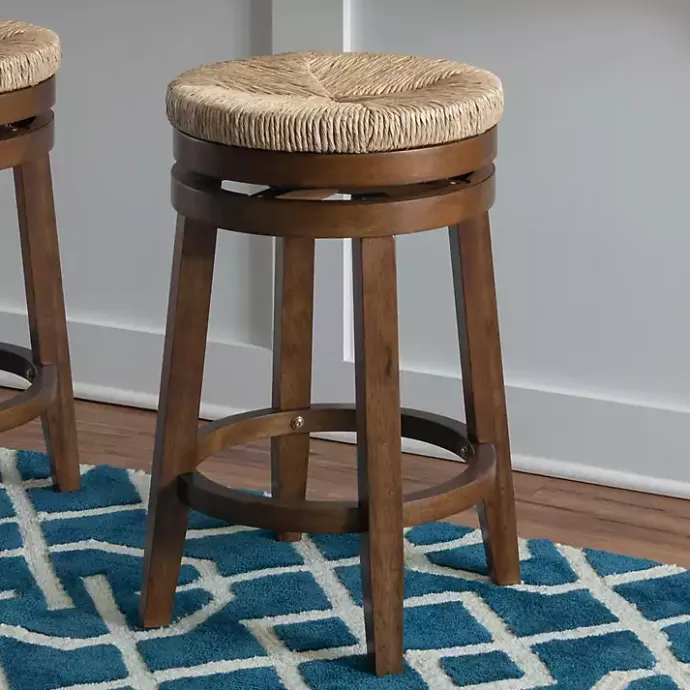 Best Kirklands Home Woven Seagrass Walnut Wood Swivel Counter Stool Tan