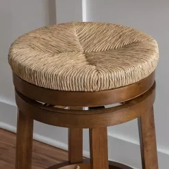 Best Kirklands Home Woven Seagrass Walnut Wood Swivel Counter Stool Tan