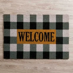 Online Kirklands Home XL Black and White Buffalo Check Welcome Doormat