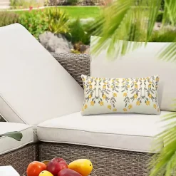 Hot Kirklands Home Yellow & Gray Floral Outdoor Pillow