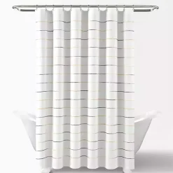 Hot Kirklands Home Yellow and Gray Ombre Stripe Shower Curtain