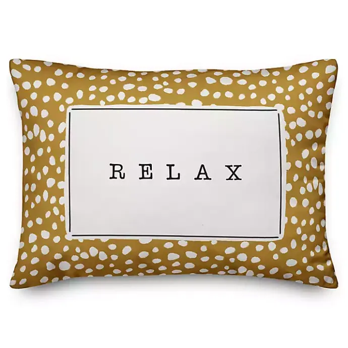 Discount Kirklands Home and White Polka Dot Relax Outdoor Pillow Yellow