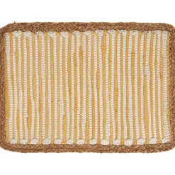 Kirklands Home Yellow and White Striped Placemats, Set of 4