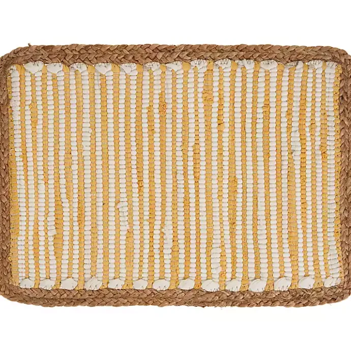 Kirklands Home Yellow and White Striped Placemats, Set of 4