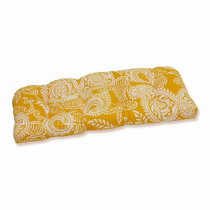 Discount Kirklands Home Yellow Paisley Outdoor Settee Cushion