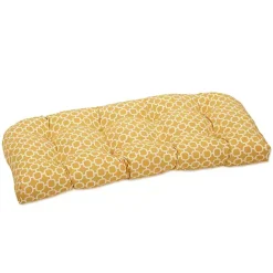 New Kirklands Home Pattern Rounded Outdoor Settee Cushion Yellow