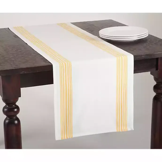 Discount Kirklands Home Yellow Striped Border Table Runner