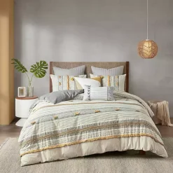 Sale Kirklands Home Yellow Striped Pom Pom 3-pc. Full/Queen Duvet Set