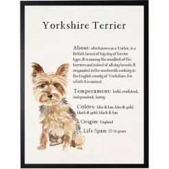 New Kirklands Home Yorkshire Terrier Facts Framed Wall Plaque